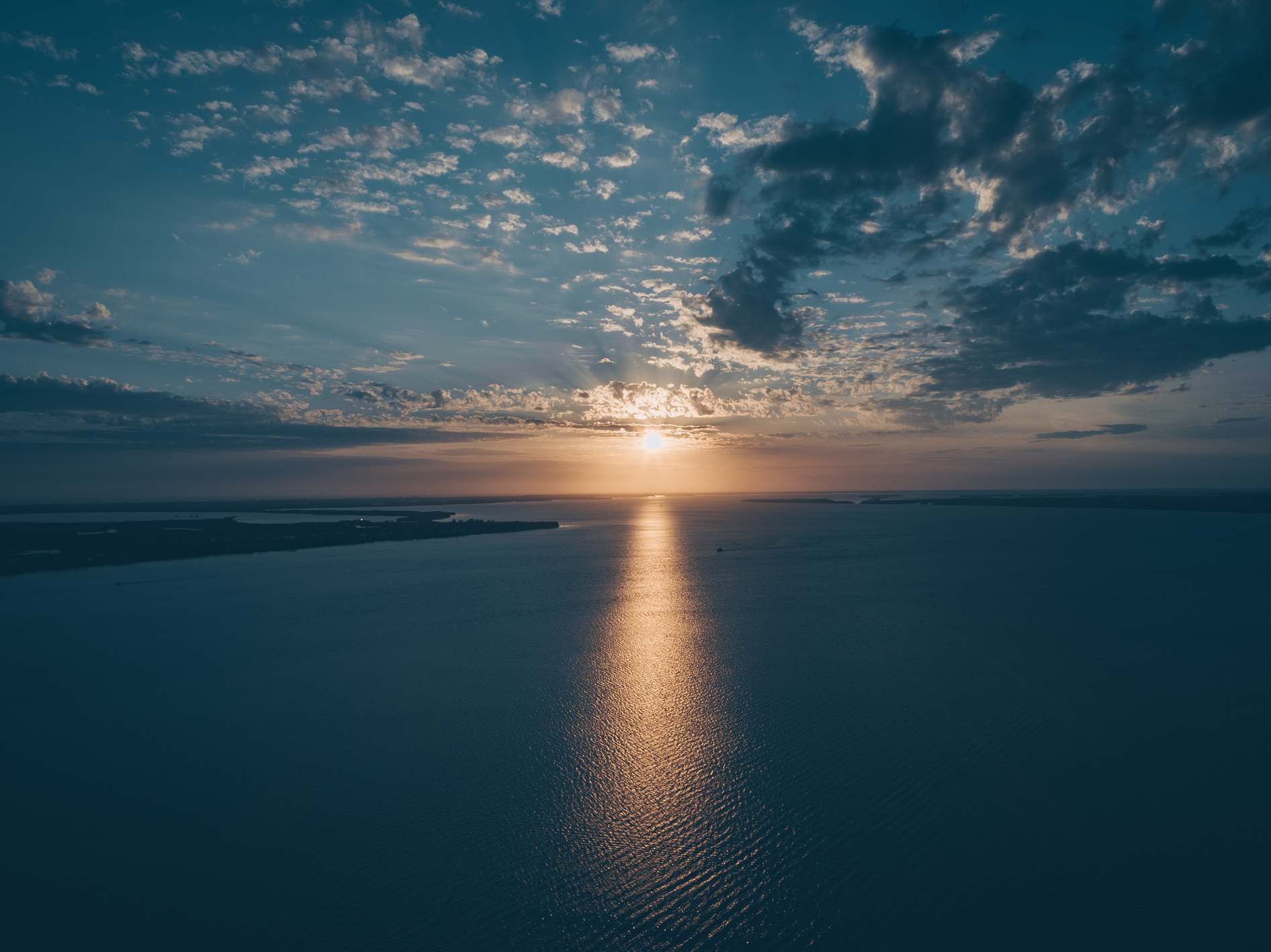 Bird's Eye View of Ocean During Sunset